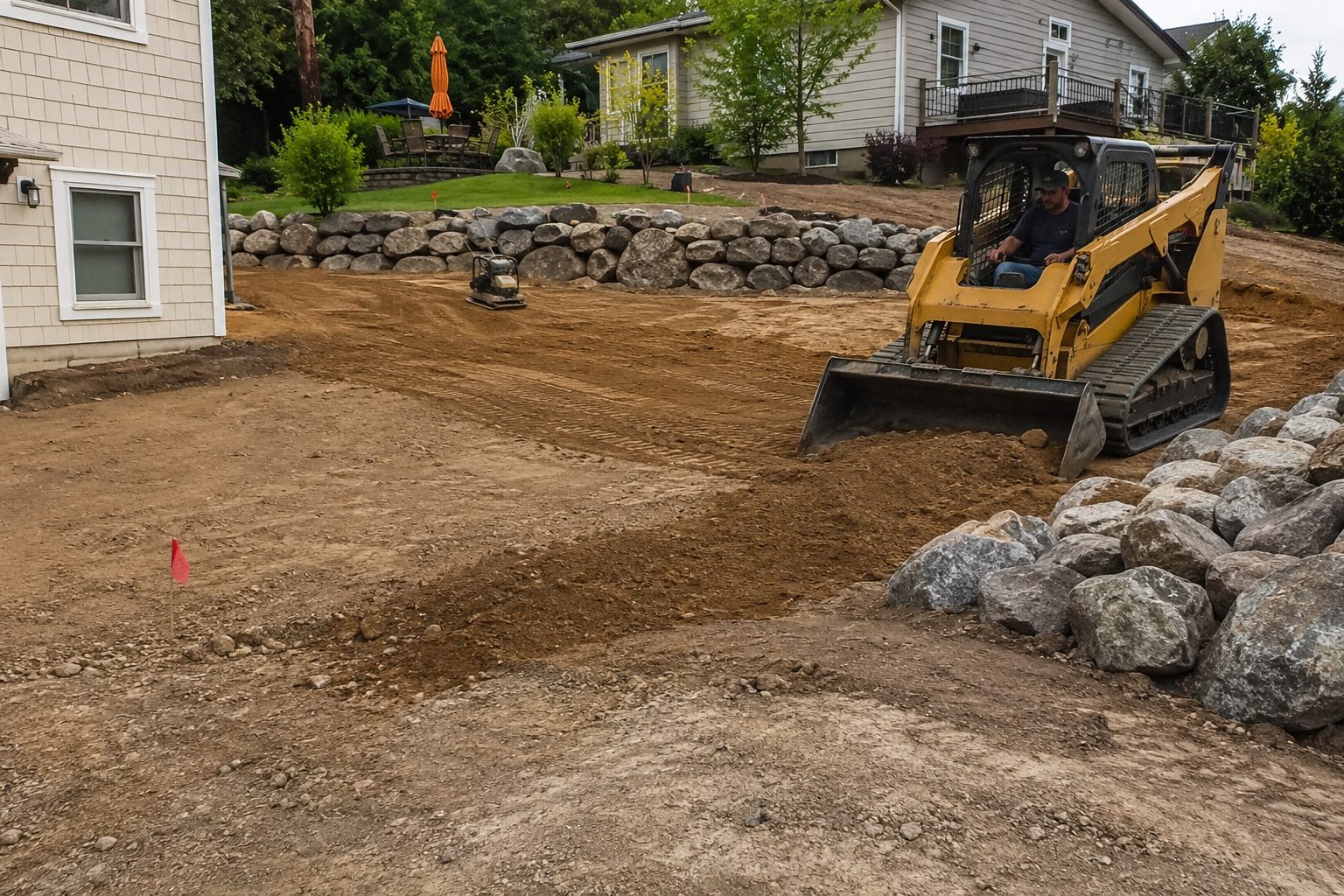 Flat lot grading and dirt work by Unlimited Outdoors