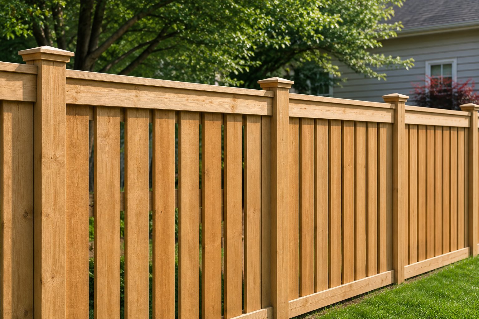 Upgraded privacy fence with cap on top instead of exposed dog ears by Unlimited Outdoors